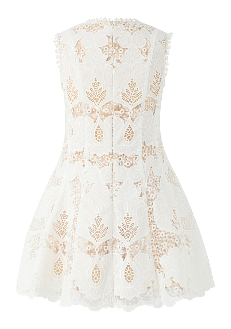 knee length dresses for ladies lonore Two Tone Lace Detail Maxi Dress, L / White