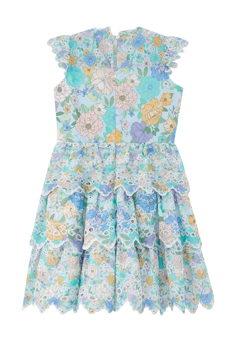 Azure Embroidered Frill Dress
