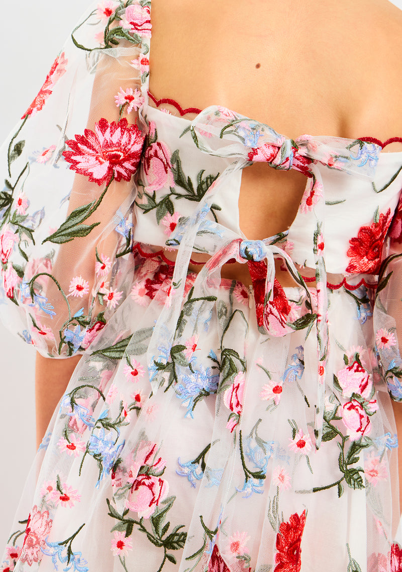 Lillia Embroidered Mini Dress