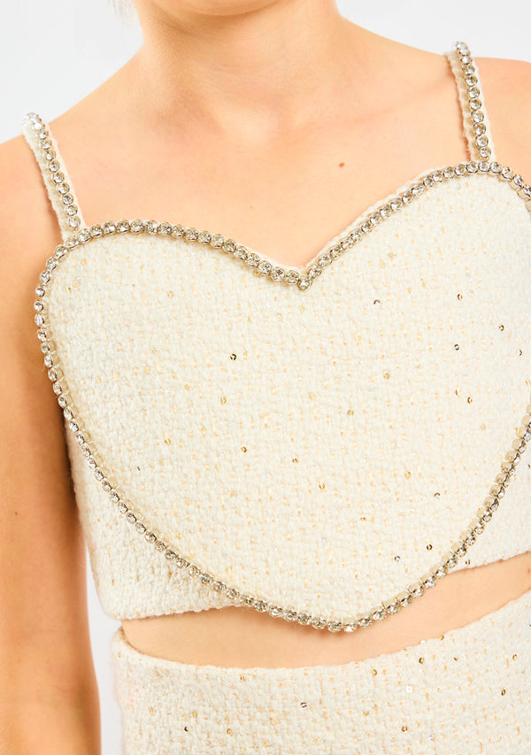 Odelia Heart-Shaped Tweed Top