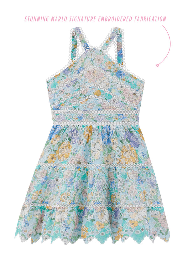 Azure Embroidered Dress