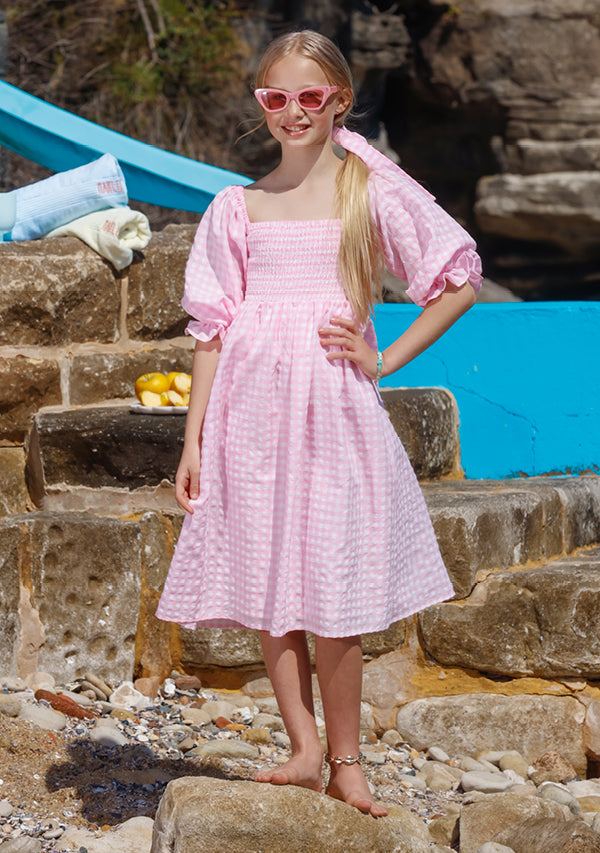Pretty Gingham Maxi Dress And Ribbon